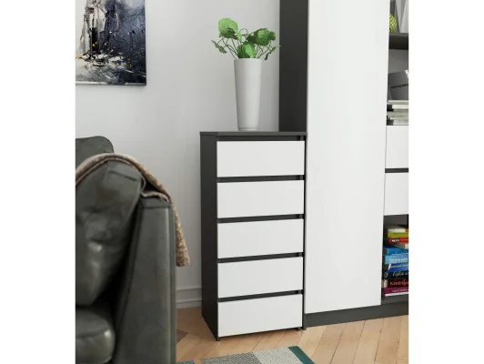 KOMODA CL5 GRAFIT SZARY / BIAŁA