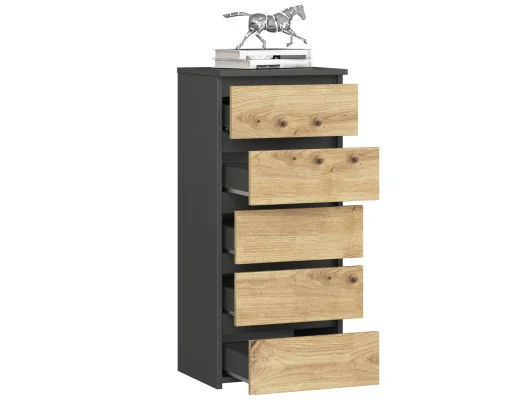 Zobacz KOMODA CL5 GRAFIT SZARY/DĄB ARTISAN KOMODA CL5 GRAFIT SZARY/DĄB ARTISAN
