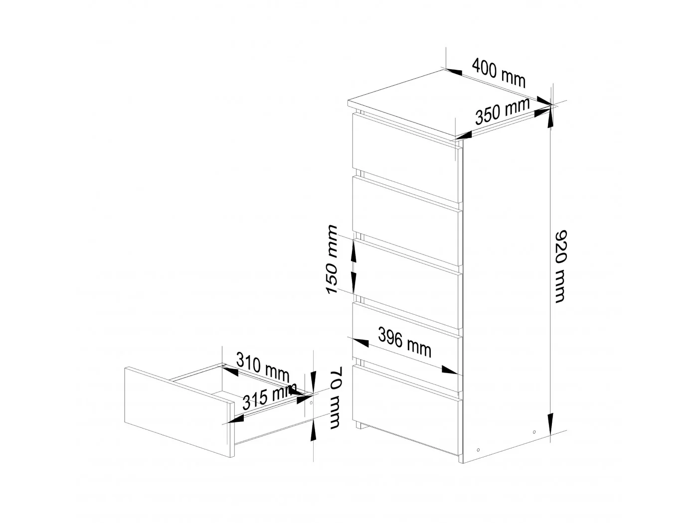 KOMODA CL5 PK BIAŁA / DĄB SONOMA KOMODA CL5 PK BIAŁA / DĄB SONOMA