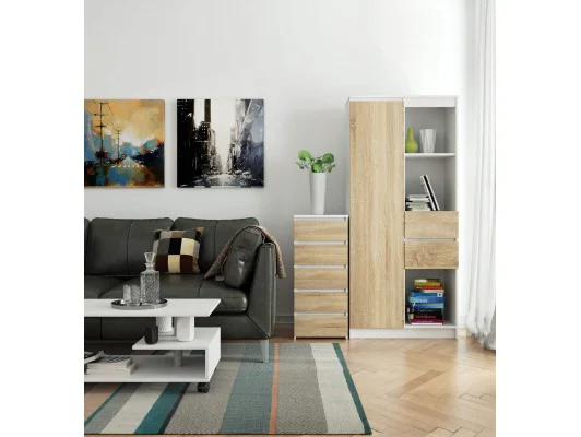 KOMODA CL5 PK BIAŁA / DĄB SONOMA