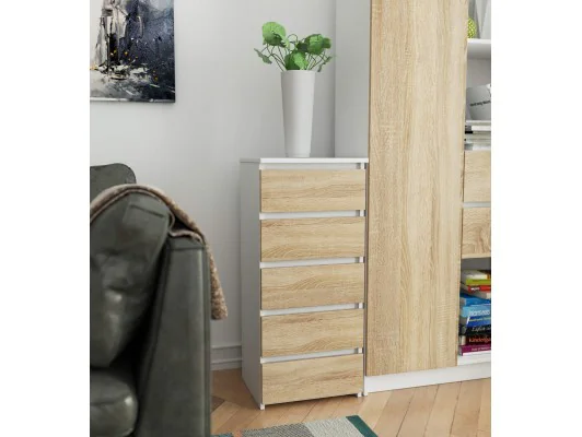 KOMODA CL5 PK BIAŁA / DĄB SONOMA