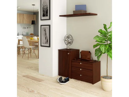 Szafka na buty S16 z komodą 3 uchylne drzwiczki - wenge