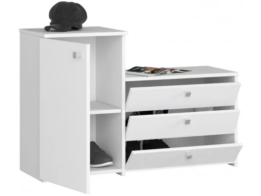 Zobacz Szafka na buty S16 z komodą 3 uchylne drzwiczki - biała Szafka na buty S16 z komodą 3 uchylne drzwiczki - biała