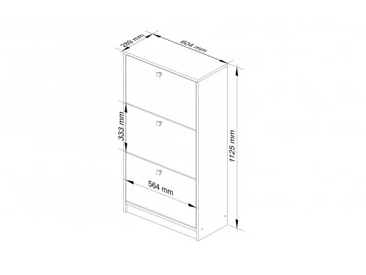 Szafka na buty 3 uchylne drzwiczki 60 cm - biała-dąb sonoma
