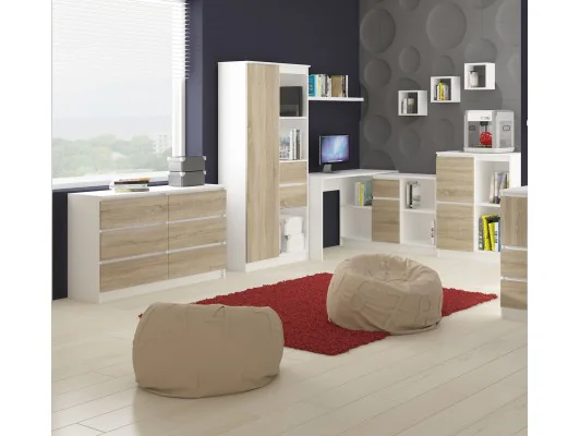 BIURKO KOMPUTEROWE A-6 90 cm LEWE BIAŁE / SONOMA