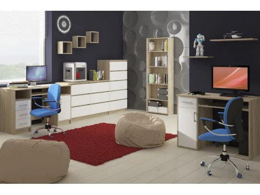 BIURKO KOMPUTEROWE A-6 90 cm PRAWE SONOMA / BIAŁE