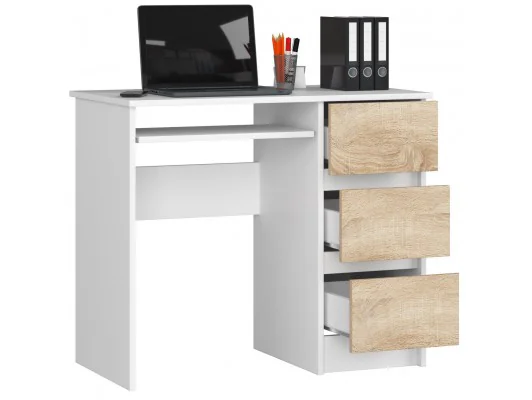 Zobacz BIURKO KOMPUTEROWE A-6 90 cm PRAWE BIAŁE / SONOMA BIURKO KOMPUTEROWE A-6 90 cm PRAWE BIAŁE / SONOMA