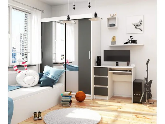 BIURKO A-6 CLPBIAŁE / SZARE LEWOSTRONNE