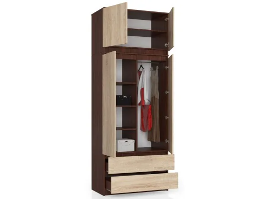 Nadstawka na szafę S 90 cm - wenge-dąb sonoma - 2 drzwi