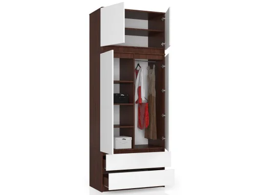 Nadstawka na szafę S 90 cm - wenge-biała - 2 drzwi