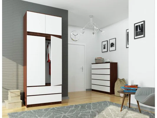 Nadstawka na szafę S 90 cm - wenge-biała - 2 drzwi