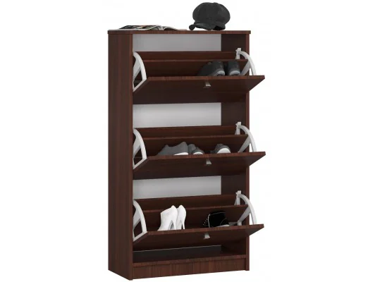 Szafka na buty 3 uchylne drzwiczki 60 cm - wenge