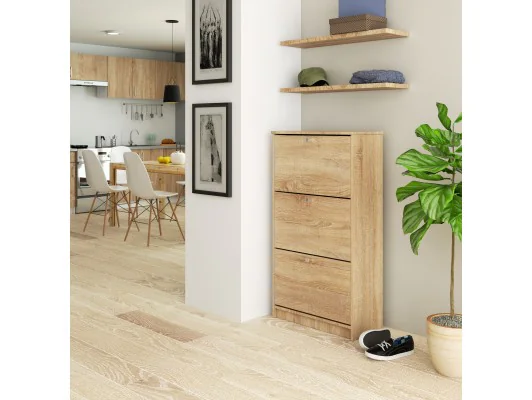 SZAFKA NA BUTY 3 UCHYLNE DRZWICZKI 60 cm DĄB SONOMA
