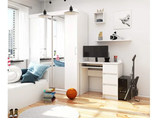 BIURKO KOMPUTEROWE A-6 90 cm PRAWE BIAŁE