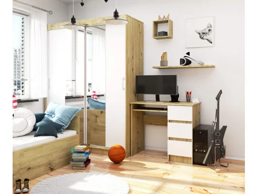 BIURKO A-6 CLP DĄB ARTISAN / BIAŁE PRAWOSTRONNE