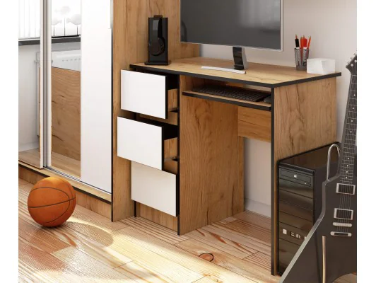 BIURKO A-6 CLP DĄB CRAFT / BIAŁE LEWOSTRONNE