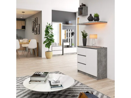 KOMODA K80 JERRY 1D 3SZ PK BETON / BIAŁA