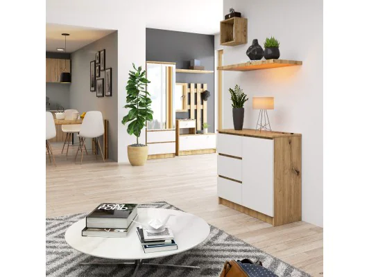 KOMODA K80 JERRY 1D 3SZ PK DĄB ARTISAN / BIAŁA