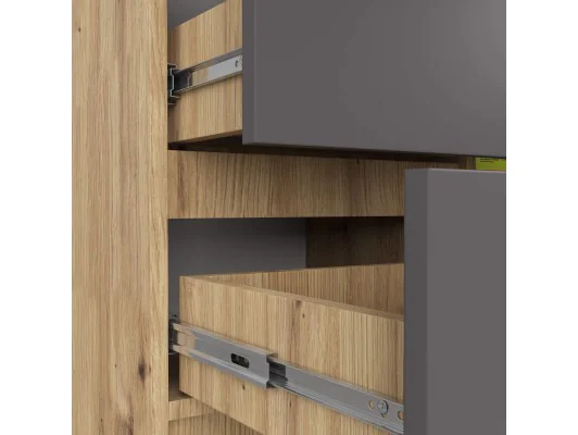 KOMODA K80 JERRY 1D 3SZ PK DĄB ARTISAN / GRAFIT SZARY