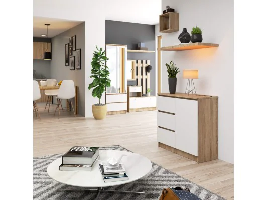 KOMODA K80 JERRY 1D 3SZ PK DĄB SONOMA / BIAŁA