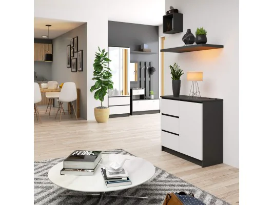 KOMODA K80 JERRY 1D 3SZ PK GRAFIT SZARY / BIAŁA