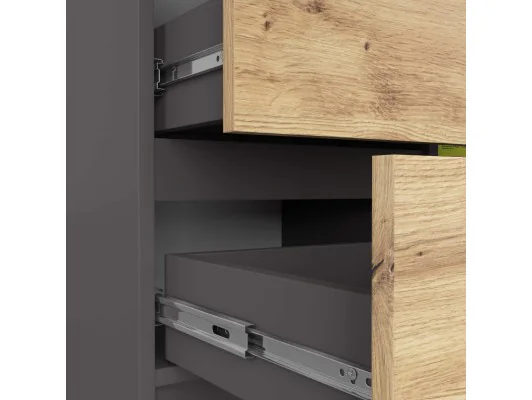 KOMODA K80 JERRY 1D 3SZ PK GRAFIT SZARY / DĄB ARTISAN