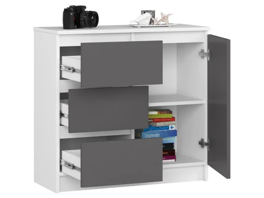 KOMODA K80 JERRY 1D 3SZ PK BIAŁA / GRAFIT SZARY