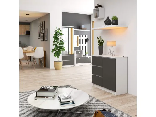 KOMODA K80 JERRY 1D 3SZ PK BIAŁA / GRAFIT SZARY