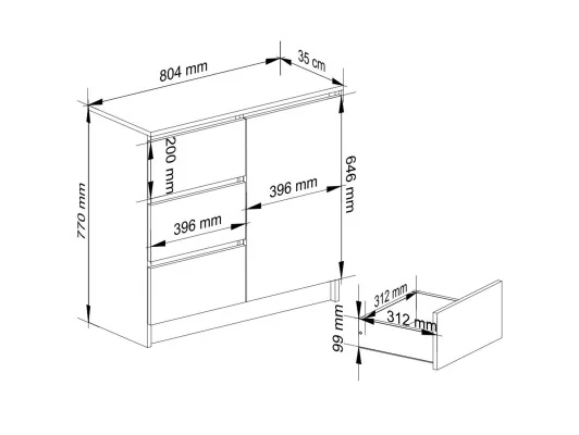 Zobacz KOMODA K80 JERRY 1D 3SZ PK BIAŁA / BETON KOMODA K80 JERRY 1D 3SZ PK BIAŁA / BETON