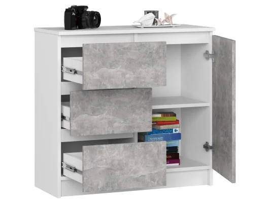 KOMODA K80 JERRY 1D 3SZ PK BIAŁA / BETON