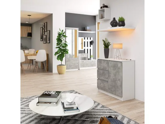 KOMODA K80 JERRY 1D 3SZ PK BIAŁA / BETON