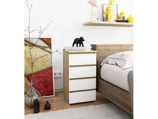 KOMODA CL4 PK DĄB ARTISAN / BIAŁA
