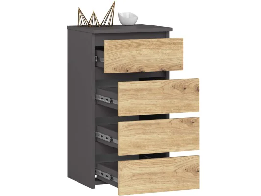 KOMODA CL4 PK GRAFIT SZARY / DĄB ARTISAN