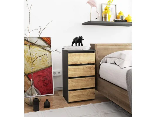 KOMODA CL4 PK GRAFIT SZARY / DĄB ARTISAN