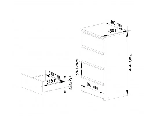 KOMODA CL4 PK BIAŁA / SZARA