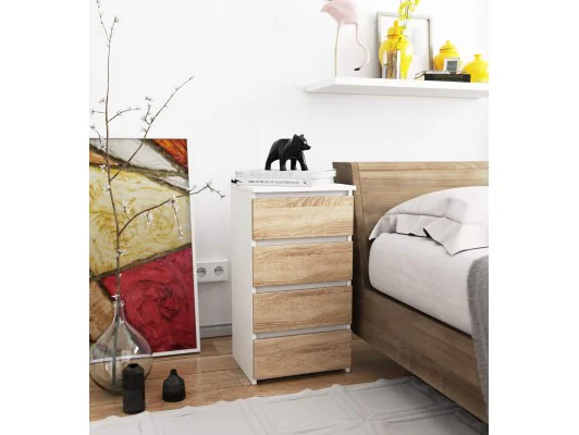 KOMODA CL4 PK BIAŁA / DĄB SONOMA