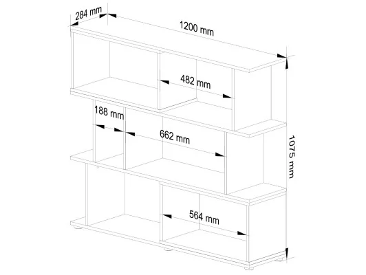 Regał z półkami mini FIX - dąb sonoma