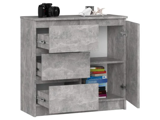 Zobacz KOMODA K80 JERRY 1D 3SZ PK BETON KOMODA K80 JERRY 1D 3SZ PK BETON