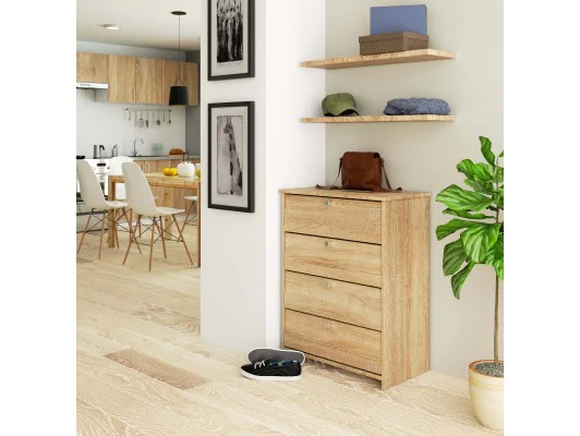 Szafka na buty RUBIN 4 uchylne drzwiczki 66 cm - dąb sonoma