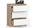 KOMODA K 60 cm 3 SZUFLADY SONOMA / BIAŁA
