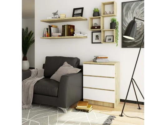 KOMODA K60 3SZ CLP DĄB ARTISAN / BIAŁY