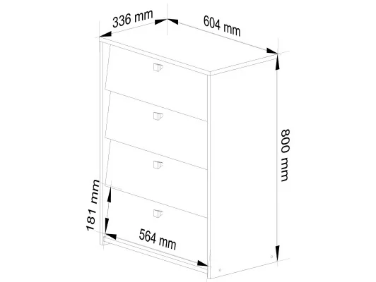 Szafka na buty 4 uchylne drzwiczki 60 cm - dąb sonoma
