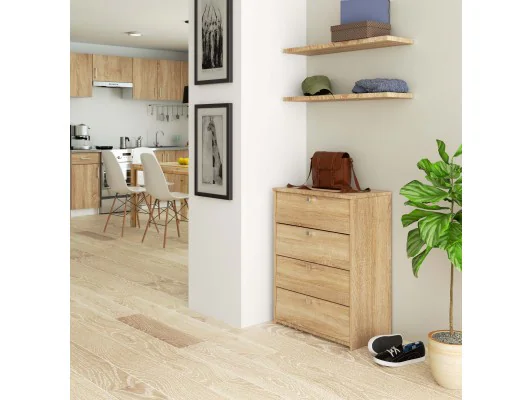 Szafka na buty 4 uchylne drzwiczki 60 cm - dąb sonoma