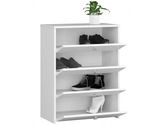 Zobacz Szafka na buty 4 uchylne drzwiczki 60 cm - biała Szafka na buty 4 uchylne drzwiczki 60 cm - biała