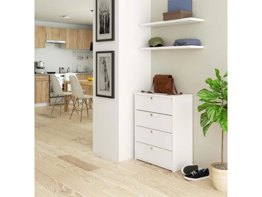 Szafka na buty 4 uchylne drzwiczki 60 cm - biała