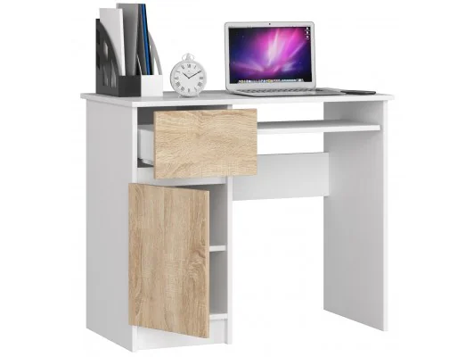 Zobacz BIURKO KOMPUTEROWE PIKSEL BIAŁE / SONOMA - LEWE BIURKO KOMPUTEROWE PIKSEL BIAŁE / SONOMA - LEWE