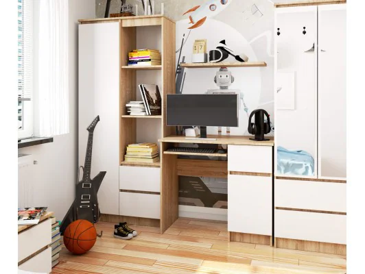 BIURKO KOMPUTEROWE PIKSEL SONOMA / BIAŁE - PRAWE