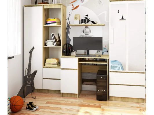 BIURKO KOMPUTEROWE PIKSEL ARTISAN / BIAŁY - LEWE