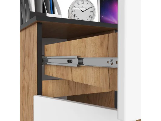 BIURKO KOMPUTEROWE PIKSEL PK DĄB CRAFT / BIAŁE - LEWE