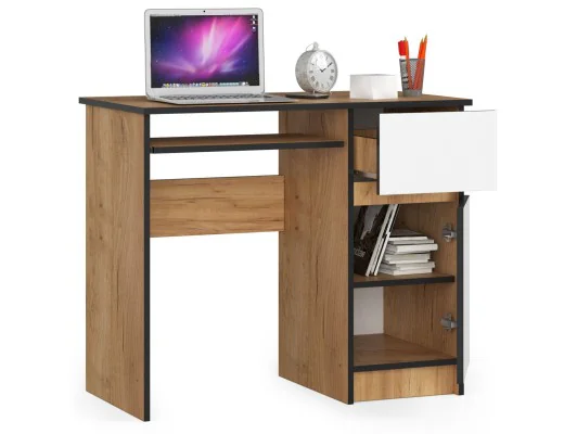 Zobacz Biurko komputerowe 90 cm Piksel prawe - dąb craft-białe Biurko komputerowe 90 cm Piksel prawe - dąb craft-białe